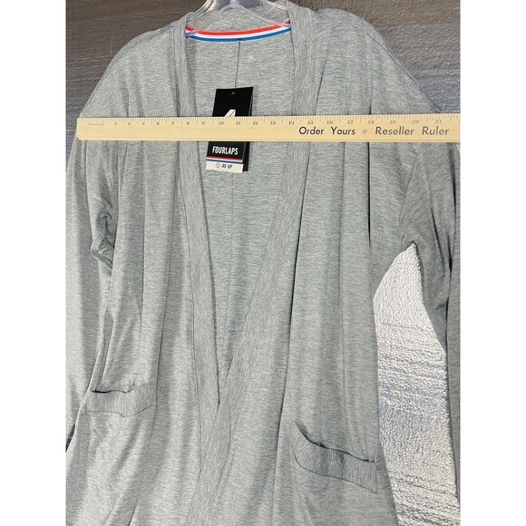Fourlaps Stratus Wrap Cardigan Womens Large Gray Belted Open Front Knit - Picture 5 of 16